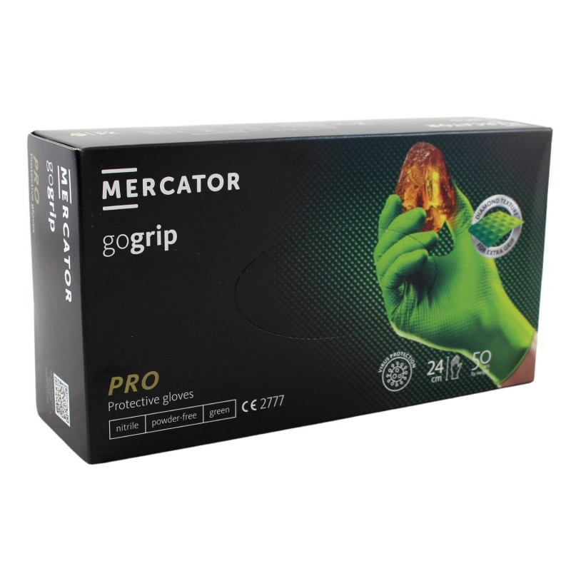Nitrilové ochranné rukavice zelené Mercator gogrip PRO – XL 50ks