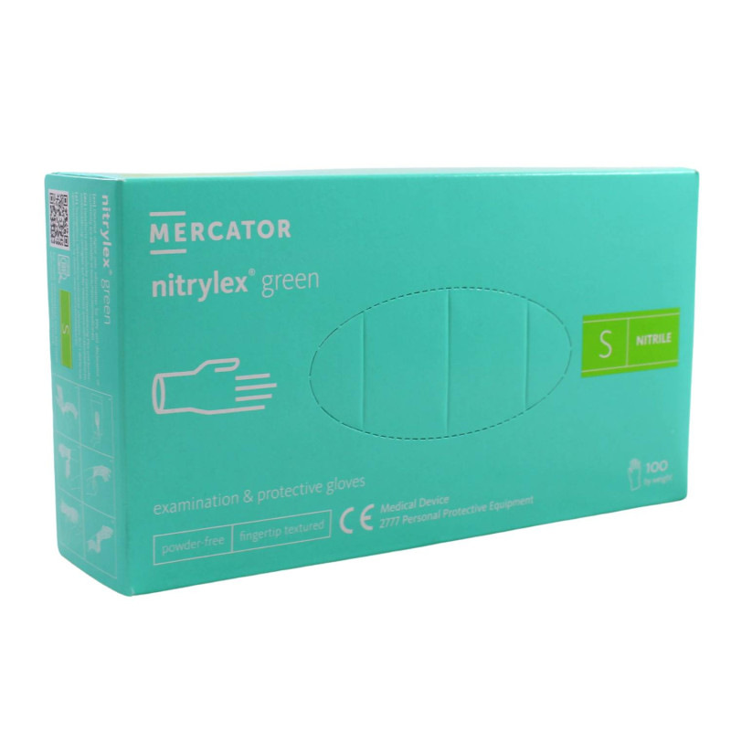 Nitrilové rukavice jednorázové MERCATOR nitrylex - zelené S 100ks