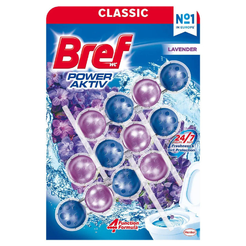 BREF wc blok  Power Aktiv Lavender 3 × 50 g