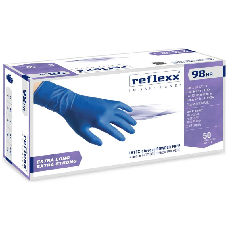 Latexové rukavice jednorázové REFLEXX R98 HR modré S