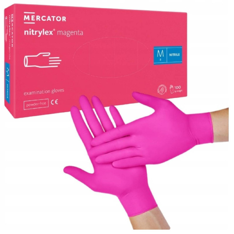 Nitrilové rukavice jednorázové MERCATOR nitrylex magenta M 100ks