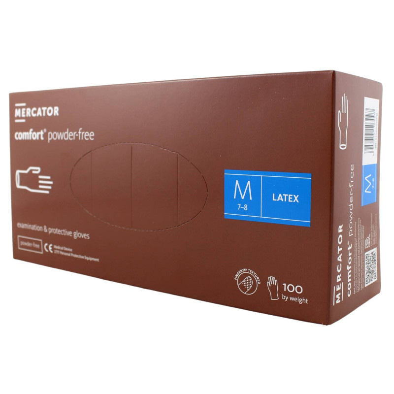 Latexové rukavice MERCATOR COMFORT nepúdrované M 100ks 
