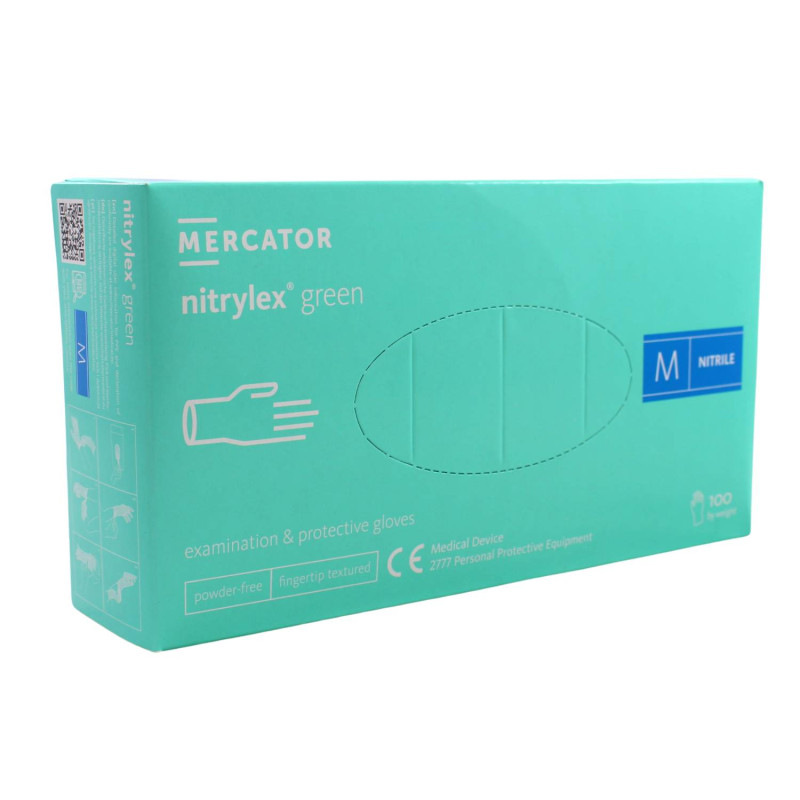 Nitrilové rukavice jednorázové MERCATOR nitrylex - zelené M 100ks